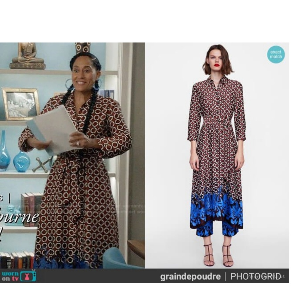 HP ❤️ Zara Geometric Ring Scarf Print Shirt Dress - Picture 7 of 7